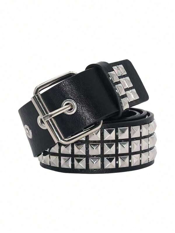 1pc Streetwear Style, Fashionable Punk, Studded, Multi-Functional Denim Belt/Dress Belt. Adjustable Heavy-Duty Fashion Belt, Suitable For Women, Perfectly Paired With Jeans, Dresses, Tops, Casual Streetwear, Parties, Concerts, Rock Festivals, And Individual Everyday Outfits. Suitable For Summer, School, Fall, And Valentine's Day.