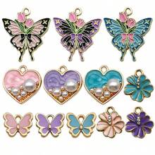 12pcs Butterfly Shaped Zinc Alloy DIY Jewelry Pendant, Earrings, Keychain, Bracelet & Necklace Accessories - Multicolor - View 3