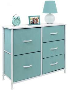 Nightstand Chest 5 Drawers Bedside Dresser Furniture Bedroom Office Organize - 紫色 - 查看 11