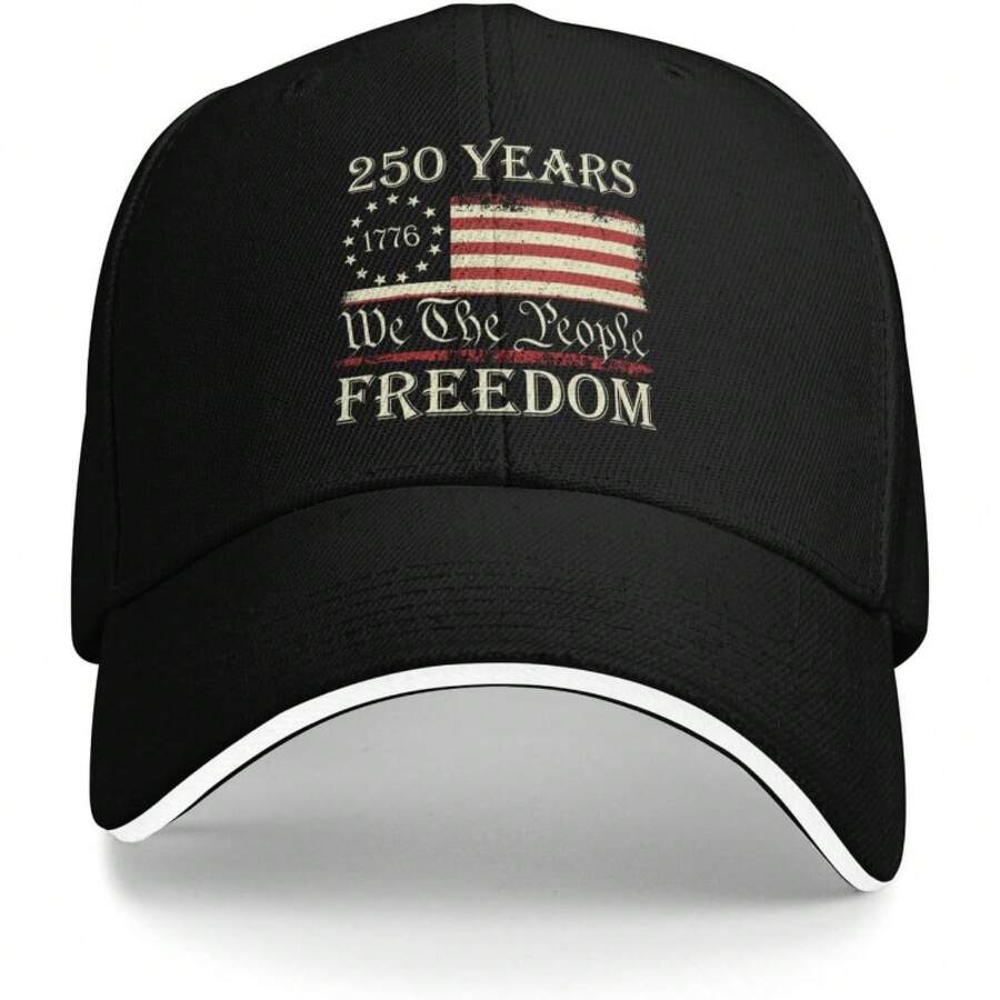 1776-2026 Patriotic Baseball Cap Commemorating The 250th Anniversary Of The Founding Of The United States - Lightweight Retro Independence Day Hat, Adjustable Snap Design, 250 Years Of History Theme, Machine Washable - 黑色 - 查看 1