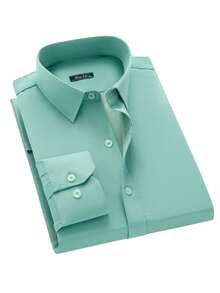 Men's Breathable, Non-Sticky Dress Shirt, Easy To Wash And Dry, Ideal For Work, Meetings, And Everyday Wear - Mint Green - View 5