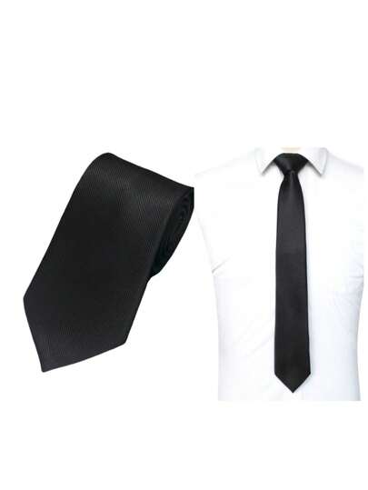 1pc Men's Business Tie, Pre-Tied Necktie For Professional Formal Wear, Interview, Polyester Silk