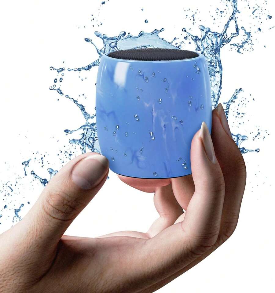 Altavoz Bluetooth pequeño, IPX7 impermeable con graves robustos y sonido estéreo, altavoces inalámbricos con llamada manos libres, altavoces portátiles para senderismo, coche o viaje, regalo - Azul-cielo - Ver 1