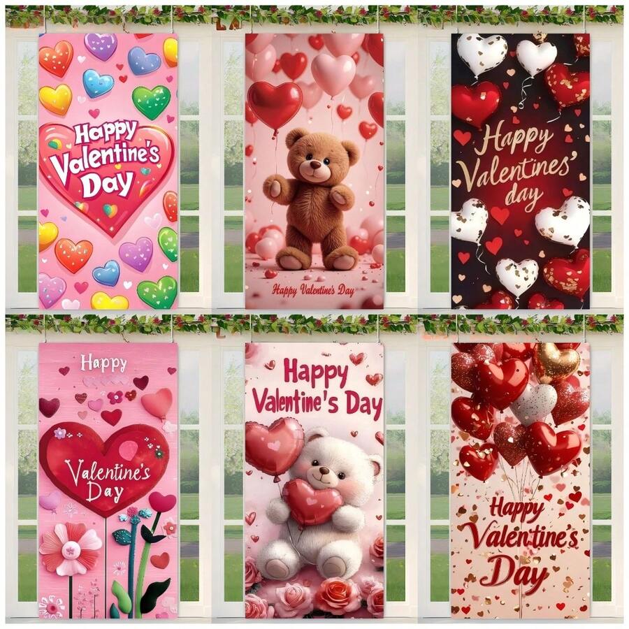 Bộ trang trí cửa ngày Valentine hình máy bay 2D, biển hiệu cửa hình trái tim bằng polyester với dòng chữ "Chúc mừng ngày Valentine", thích hợp để trang trí cửa trước, đám cưới, kỷ niệm, tiệc Valentine và trang trí nhà cửa trong các dịp lễ.