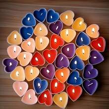 迷你无香蜡烛套装，植物蜡材质，适用于家居、泳池、婚礼、日常使用，也可作为生日蜡烛、情人节礼物。 - 彩色 - 查看 8