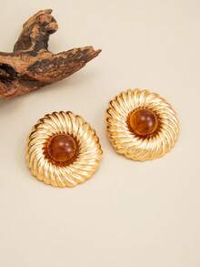 2pcs/Set Bohemian Geometric Circle Textured Fashion Earrings, Elegant Luxury Party, Daily Casual, Couple Date, Wedding, Women's Festival Versatile Jewelry Gift - Earring - View 8