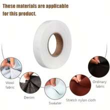 1卷63米（2480英寸）白色无纺布双面粘合衬布，服装辅料双面热熔胶带，包边粘合胶带，适用于缝纫、工艺品、帽子和服装缝纫用品 - 白色 - 查看 8