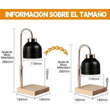 CYPNCalentador de Velas Calentador de Velas Ajustable en Altura Calentador de Velas con Temporizador decoración del hogar con 2 Bombillas NegroFashion - 219686593 - Ver 4