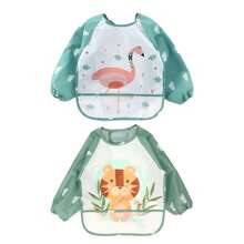 2pcs Baby Reversible Long Sleeve Bibs, Infant Toddler Feeding Smock, Art Painting Apron For Boys And Girls - Multicolor - View 7