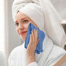 Oakias - Toallitas 100 % de algodón, paquete de 24, toallas faciales y de spa, 30.5 x 30.5 cm, de secado rápido, a granel, azul - Azul-24 - Ver 5