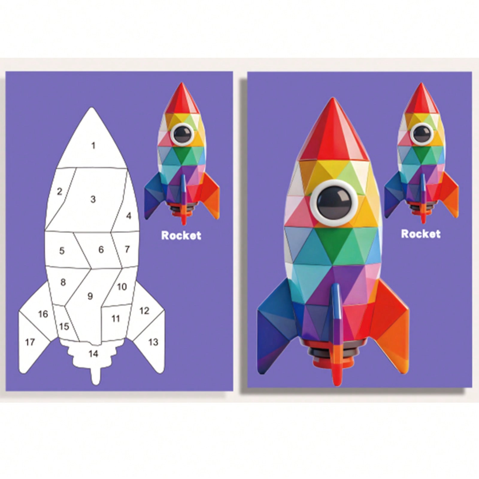 Set di puzzle adesivi geometrici, kit di arte adesiva 3D fai-da-te per bambini, temi di animali, dinosauri, oceano e traffico, giocattolo puzzle