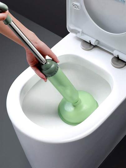 1pc Toilet Plunger, Press-Type Toilet Unclogging Tool, Air Pump Suction Plunger - For Toilet Clogging Removal, Powerful Suction Drain Pipe Cleaner, Toilet Suction Plunger