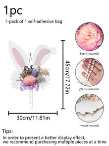 1件仿真牡丹/玫瑰兔子装饰品，适用于家居前门、室内/室外窗户、墙壁、壁炉装饰，是复活节、情人节、毕业典礼的理想之选，多用途塑料装饰品，无需电池 - 彩色 - 查看 15