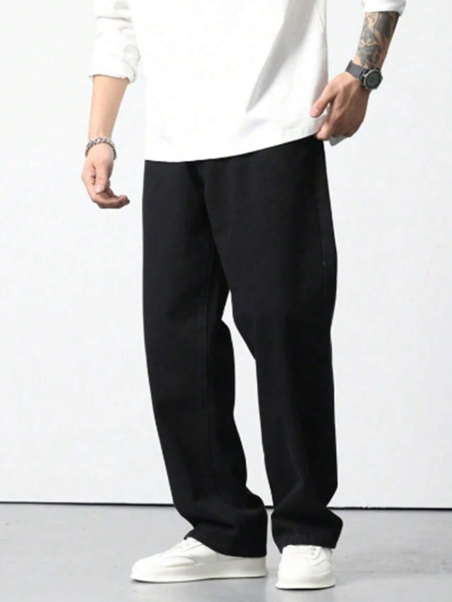 Black Balloon Jeans Baggy Streetwear Men's – Loose And Comfortable Fit – Urban Style In Denim – Sizes 36 To 48 - Đen - Rửa nhẹ - Xem 1