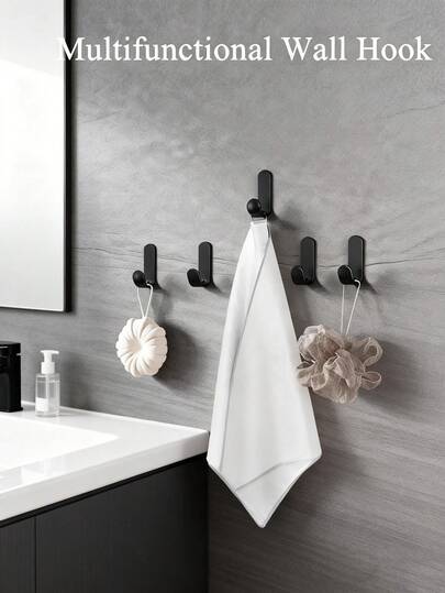 6pcs Premium Multi-Purpose Wall Hooks - Strong Adhesive, Easy Installation, No Drilling Required, Perfect For Organizing Keys, Clothes, Towels, Bags, And More In Kitchen, Bathroom, Bedroom, And Office