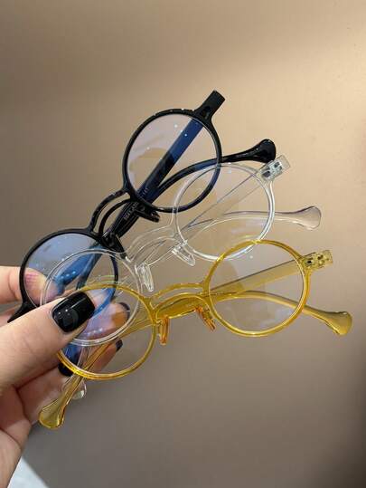 1pc Kids Cute Round Frame Fashion Blue Light Blocking Glasses, Suitable For Daily Reading, Outings, Gifts, Transparent Lens Eyewear Accessory For Back To School, Casual, Suitable For Boys And Girls, Daily Life, Reading, TV, Gaming, Smartphone, Fashionable Eyewear, Photo Prop