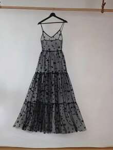 Women's Mesh See-Through Skirt High Waist Skirt Beachwear Pleated Long Maxi Skirt - Đen A - Xem 1