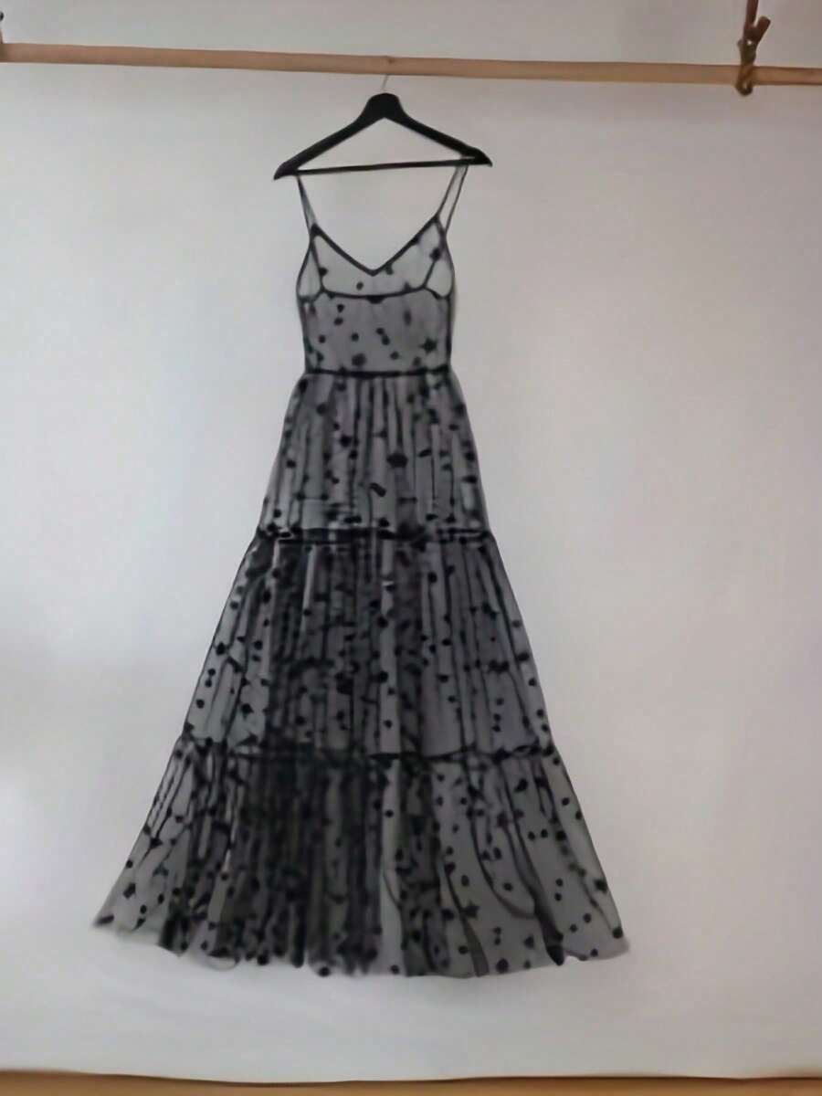 Women's Mesh See-Through Skirt High Waist Skirt Beachwear Pleated Long Maxi Skirt - Đen A - Xem 1