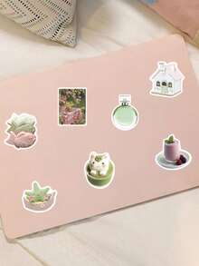 50pcs Early Summer Dream Pastel Ins Style Stickers, Suitable For Decorating Tablet Cases, Notebooks, Cups, Waterproof Stickers - Multicolor - View 10