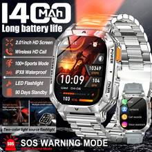 KENPANG 2026 New Men's Outdoor Sports Smart Watch 1400mAh Ultra Large Battery 2.01" HD AMOLED Full Touch Red Light Flashing SOS LED Flashlight 100+ Sports Modes Bluetooth Call Voice Assistant Fitness Tracker Compatible With IOS & Android - Multicolor - View 17