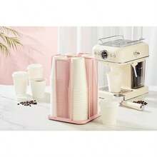 Annova - Organizador de almacenamiento de vasos de papel y tapa giratorio de 360° con 4 compartimentos Light Pink - Rosa claro - Ver 4