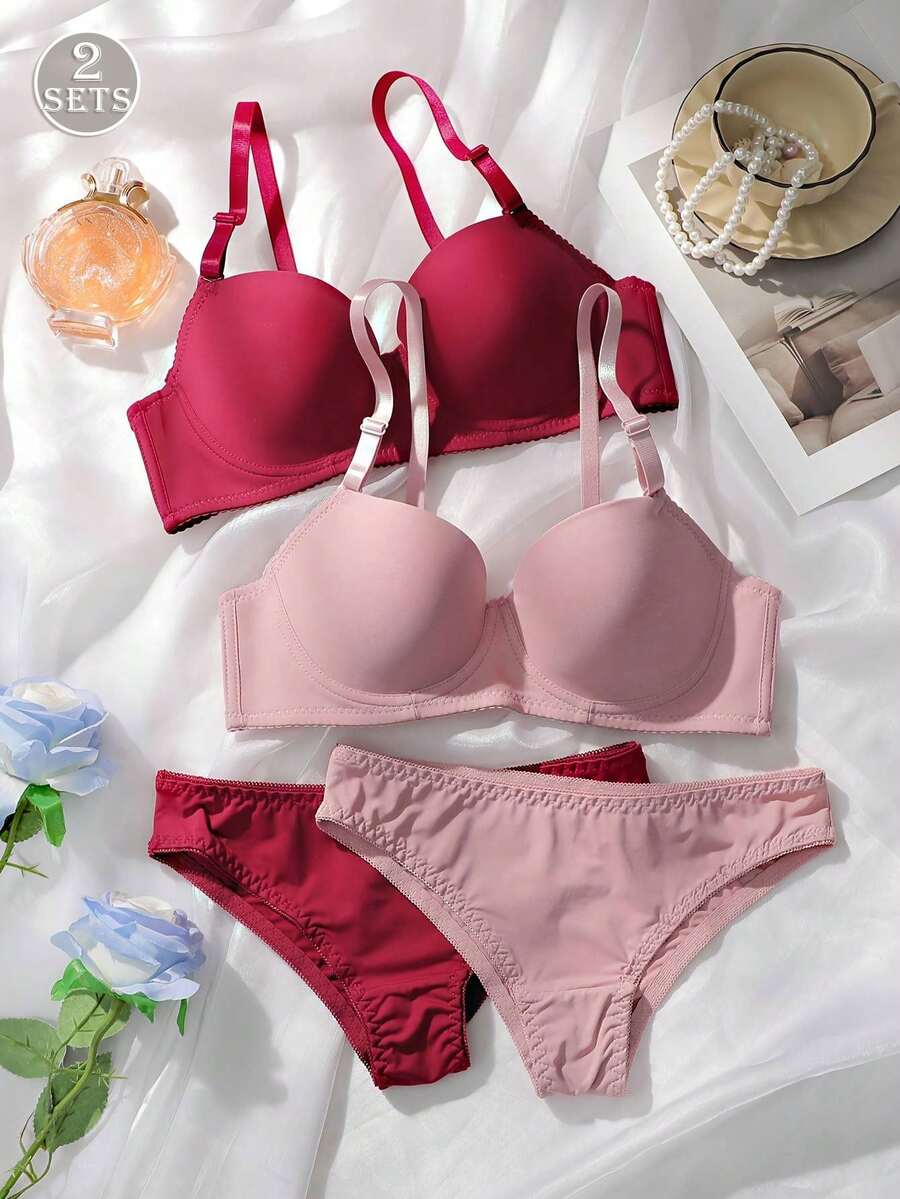 1套女士豹纹蕾丝钢圈前扣文胸 - 彩色 - 查看 1