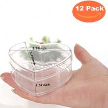 Acrylic Boxes 12 Pieces Clear Heart Box With Lids Heart-Shaped Crystal Cube Jewelry Display Storage Box For Wedding Birthday Christmas Party Favor - Trái tim - Xem 3