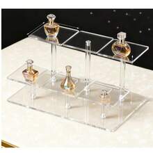 1pc 4/6/9-Tier Transparent Acrylic Stepped Display Shelf, Dressing Table Vanity Cosmetics Storage Perfume Stand Room Decor Vanity Accessories - Multicolor - View 5