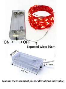 2 buc/set Luminițe festive cu LED-uri alb cald, sârmă de cupru, 2-5 m, alimentate cu baterii (bateriile nu sunt incluse), potrivite pentru Ziua Îndrăgostiților, Ramadan, nuntă, dormitor, decorațiuni pentru petreceri - roşu - Vizualizare 9