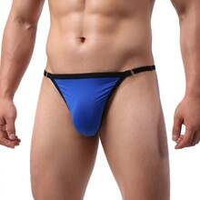 Men's Jockstrap Thong Underwear Lined Side Adjustment Thong - Xanh đậm - Xem 6