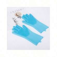 Multifunctional Silicone Cleaning Gloves - Suitable For Various Household Scenarios Including Pet Bathing, Dishwashing, Fruit And Vegetable Washing, Car Washing, Etc. - Durable And Non-Slip Design For Repeated Use - Blue - View 3