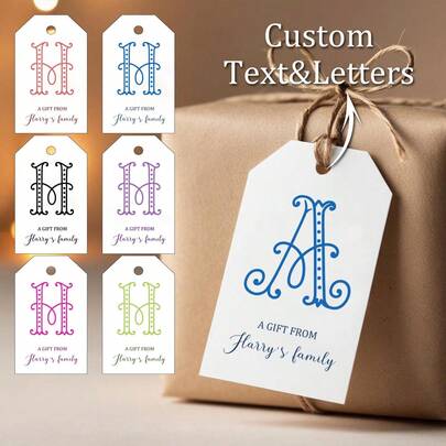 10-50 pièces Étiquettes cadeaux de fête, étiquettes avec motif de texte personnalisable, étiquettes avec lettres majuscules créatives. Convient pour la décoration de cadeaux de fête, l'étiquetage de bouteilles en verre, la décoration d'emballages de desserts. Convient pour les amis, les voisins, les couples, les camarades de classe, les enfants, les parents, les grands-parents, les collègues et autres décorations de cadeaux