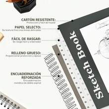 CYPN2Pcs Cuaderno de Bocetos 9x12Sketchbook Dibujo con 8 Lapices Block de bocetos 100 Hojas 68lb/100gsm Libreta de Dibujo Profesional con Papel sin acidos Perfecto para Dibujo.Fashion - como en la foto - Ver 3