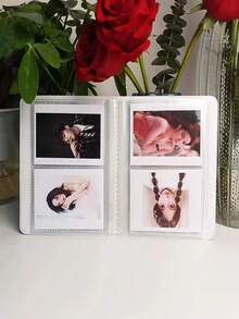 1个口袋迷你ins风卡通相册相框照片卡片夹书收藏册照片卡片贴纸，心形镂空3英寸迷你相册可插入名片夹 - 彩色 - 查看 2