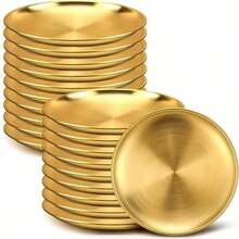 5/10pcs Stainless Steel Korean BBQ Plate Set, Gold Color Serving Tray, Fruit & Snack Platter, Buffet Plate, Stainless Steel Tableware Set, Elegant Dinnerware, Minimalist Style, Dishwasher , Durable, Versatile For Home, Restaurant, Outdoor, Camping, Picnic, Snack & BBQ Party, Holiday, Kitchen Utensils, Kitchen Accessories - Gold - View 10