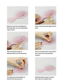 1件女士美发配件 - 新款按摩梳、花朵梳、便携梳、旅行发刷、迷你梳，适合大多数干湿发质 - 彩色 - 查看 5