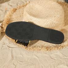 2024 Fashionably Vibrant Slides: Stylish Outdoor Sandals With Soft Non-Slip Soles And Dazzling Metallic Buckle. Fashion Wild Python Print, Personalized Stylish Slippers For Outdoor Wear - Black - View 6