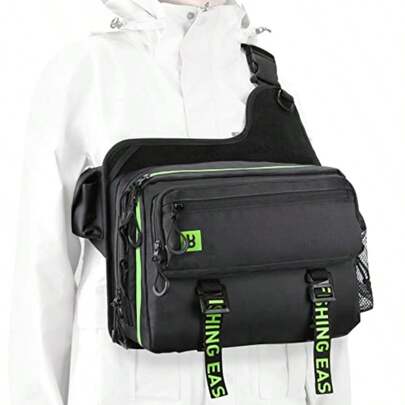 Booms - Bolsa de almacenamiento para aparejos de pesca IB1 con bandeja de operación de señuelos bolsa de pesca con mosca de agua salada y agua dulce para hombres