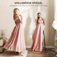 Full-Length Frameless Mirror, Wooden Base, Can Be Positioned As Desired, Wavy Shape, Black - White - View 4