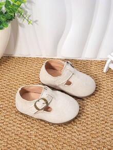 Toddler Kids Shoes, British Style Girls Leather Shoes, New Spring/Autumn Boys & Girls Soft Bottom Shoes, Baby Moccasins - Beige - View 2