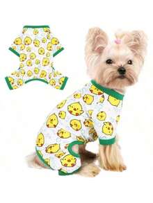 Ropa para perros con estampado de dinosaurios de dibujos animados de colores, suave y cómoda ropa de estar en casa, adecuada para perros pequeños como poodle, maltés, schnauzer, corgi, ropa para las 4 patas, para todas las estaciones - Rosa - Ver 2
