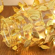 1 Set 3.2/6.5/9.6/16.4 Ft Artificial Gold Leaf Fairy String Lights, Battery Powered Copper Wire Decorative Lights, Suitable For Home Decor, Living Room Wall Decor, Birthday, Party, Wedding, Outdoor Yard Garden Fence Decoration - 金色 - 查看 7