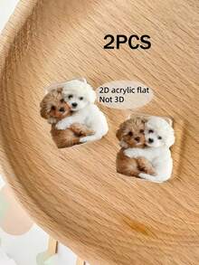 2个可爱泰迪狗造型数据线保护套，防刮耐用，手机线缆整理亚克力套管，兼容苹果/Type-C充电线 - 彩色 - 查看 3