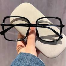 Women's Large Frame Square Glasses - Oversized Black Full Frame Glasses, Suitable For Both Daily And Formal Occasions, Modern European Style Elegant Round/Rectangular Face Frame - Perfect For Parties And Events - 1 件 黑色 - 查看 4
