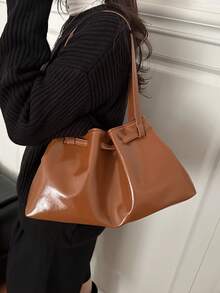 韩版褶皱软皮腋下手提包，大容量通勤手提包，春季新品 - 彩色 - 查看 10