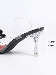 Women's Transparent High Heels For Valentine's Day, New Year Party & Holiday, Women's Crystal Bow Pointed Toe Stilettos, Sexy Nightclub & Banquet Dress Shoes To Match Dresses - Black - View 2