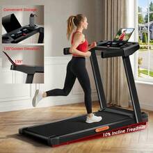 UMAY 4-In-1 Treadmill With 10% Incline, Portable Treadmills For Home With Handle, Foldable Treadmills For Home And Office, 300 Lbs Weight Capacity, Three Touch Screen - View 7