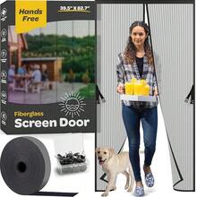 Hands-Free Mag.Netic Screen Door, Heavy Duty Fiberglass Se- Sealing Screen Door Mesh Protector, Pet & Kidsssss-Friendly, Stay-Open Buckle Keeps Bugs Out While Nature In, Fits Door Size (39.4\ X 82.7\) - 39.4inchx82.7inchinch-限量版 - 查看 1
