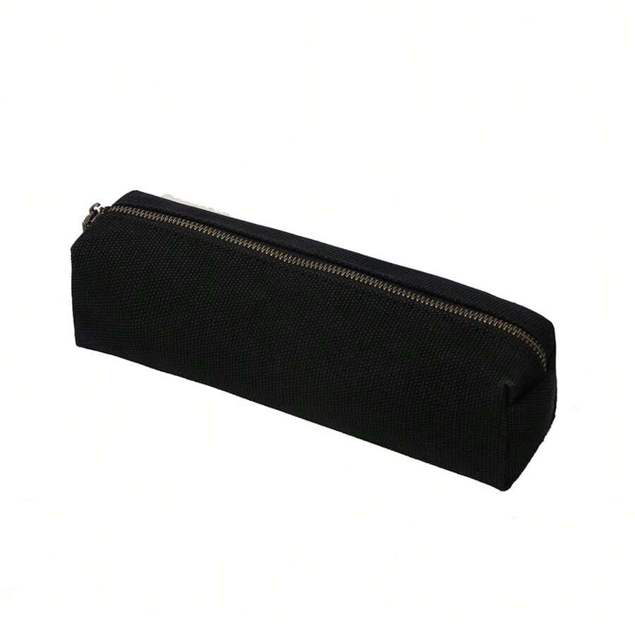Canvas Pencil Case Stationery Bag Pencil Case Storage Cosmetic Bag (Black, S) - 黑色的 - 查看 1