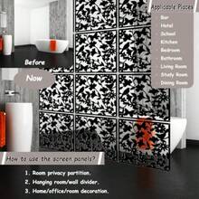 Lchen - Paneles divisores Colgantes de habitación 12 Paneles de visualización de PVC para decoración de la habitación del hogar Hotel y Bar negro01 - Negro01 - Ver 3
